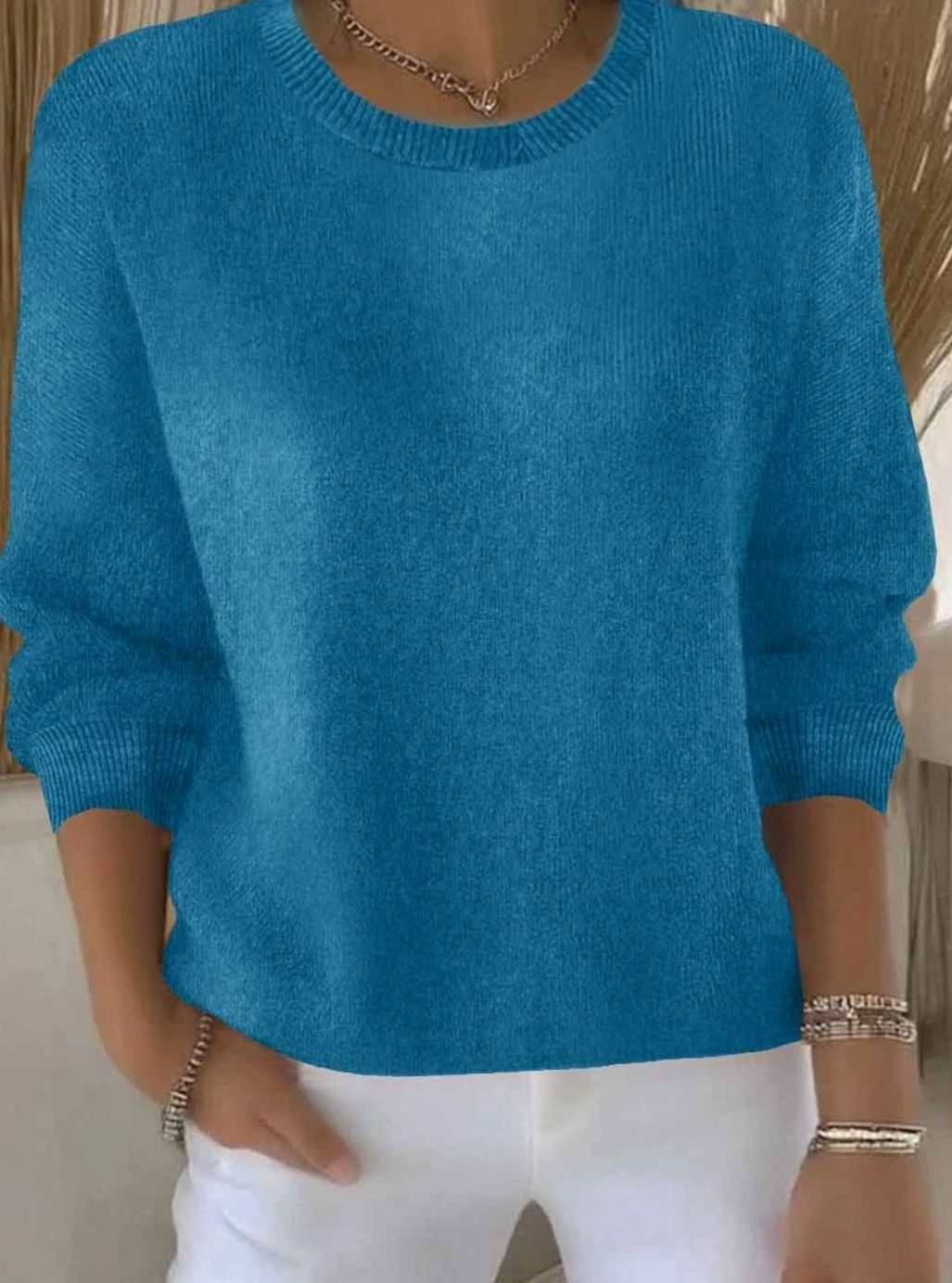Marie | Damen Alltagstauglicher Winter-Strickpullover Rundhals Langarm