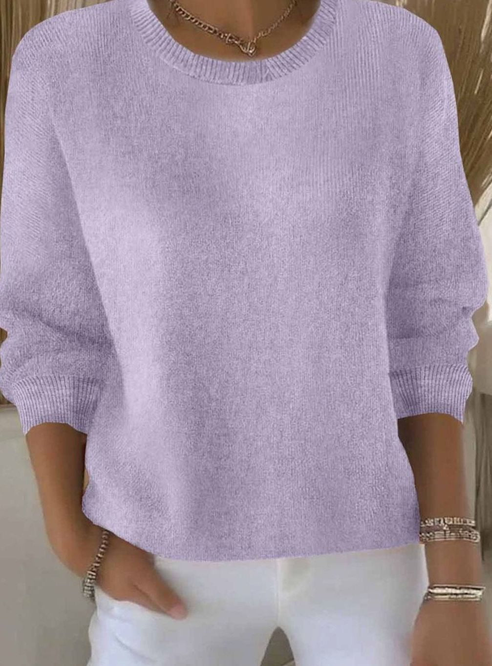Marie | Damen Alltagstauglicher Winter-Strickpullover Rundhals Langarm