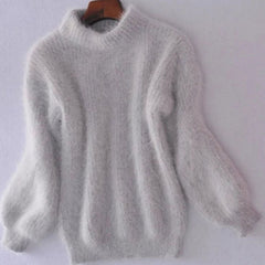 Lena | Damen Flauschiger Rollkragen Pullover mit hohem Kragen Weicher Winterstrick