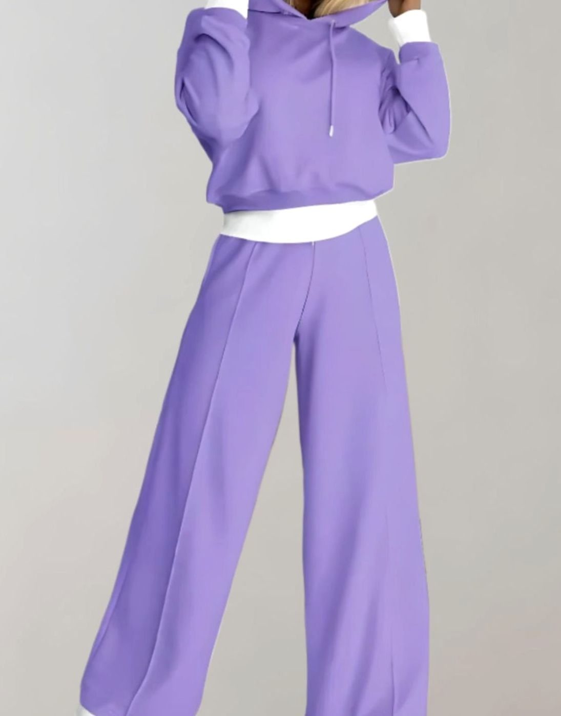 Leonie | Damen Freizeit Hoodie Jogginganzug Set mit Weitem Hosenbein
