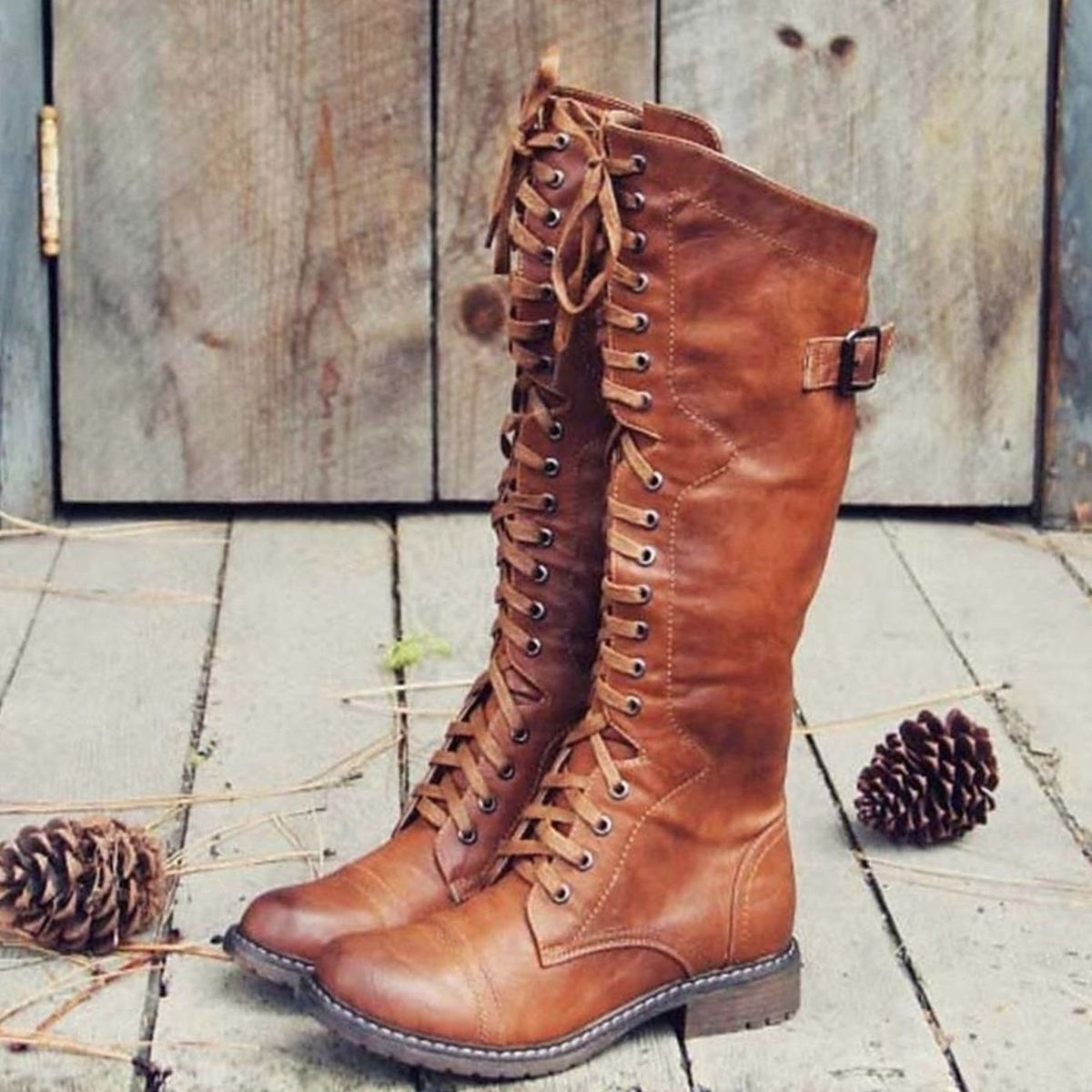 Marlene | Damen Hohe Schnürstiefel im Reitstil bis zur Wade