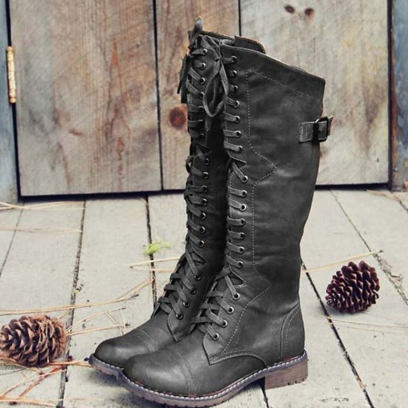 Marlene | Damen Hohe Schnürstiefel im Reitstil bis zur Wade