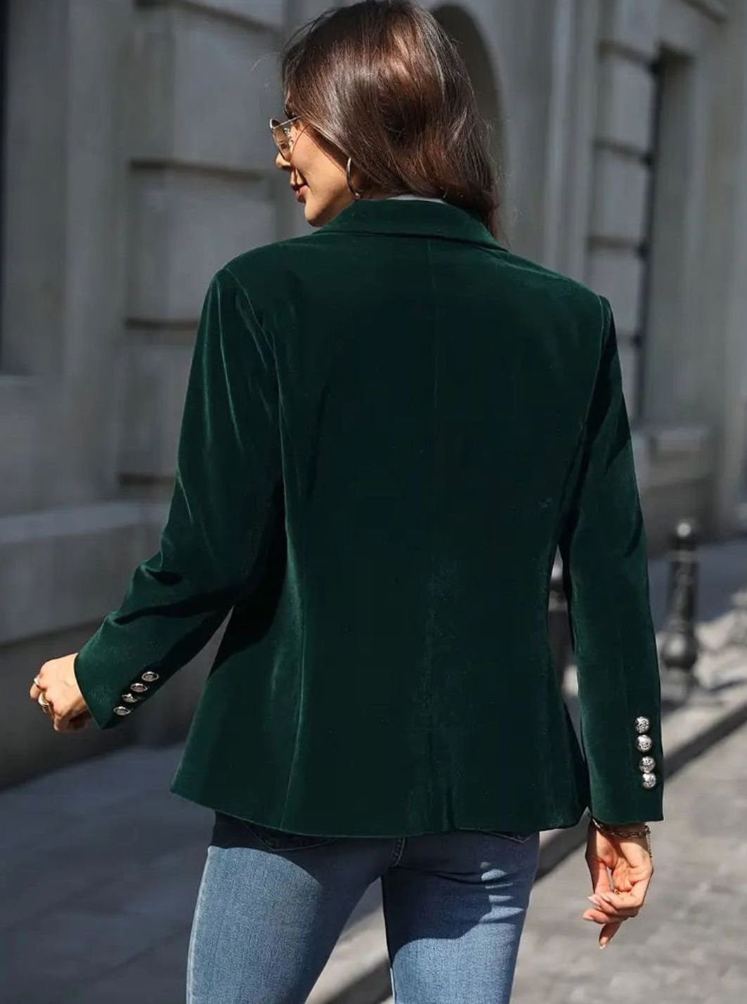 Clara | Damen Klassischer Blazer mit Ein-Knopf-Verschluss und Goldknöpfen