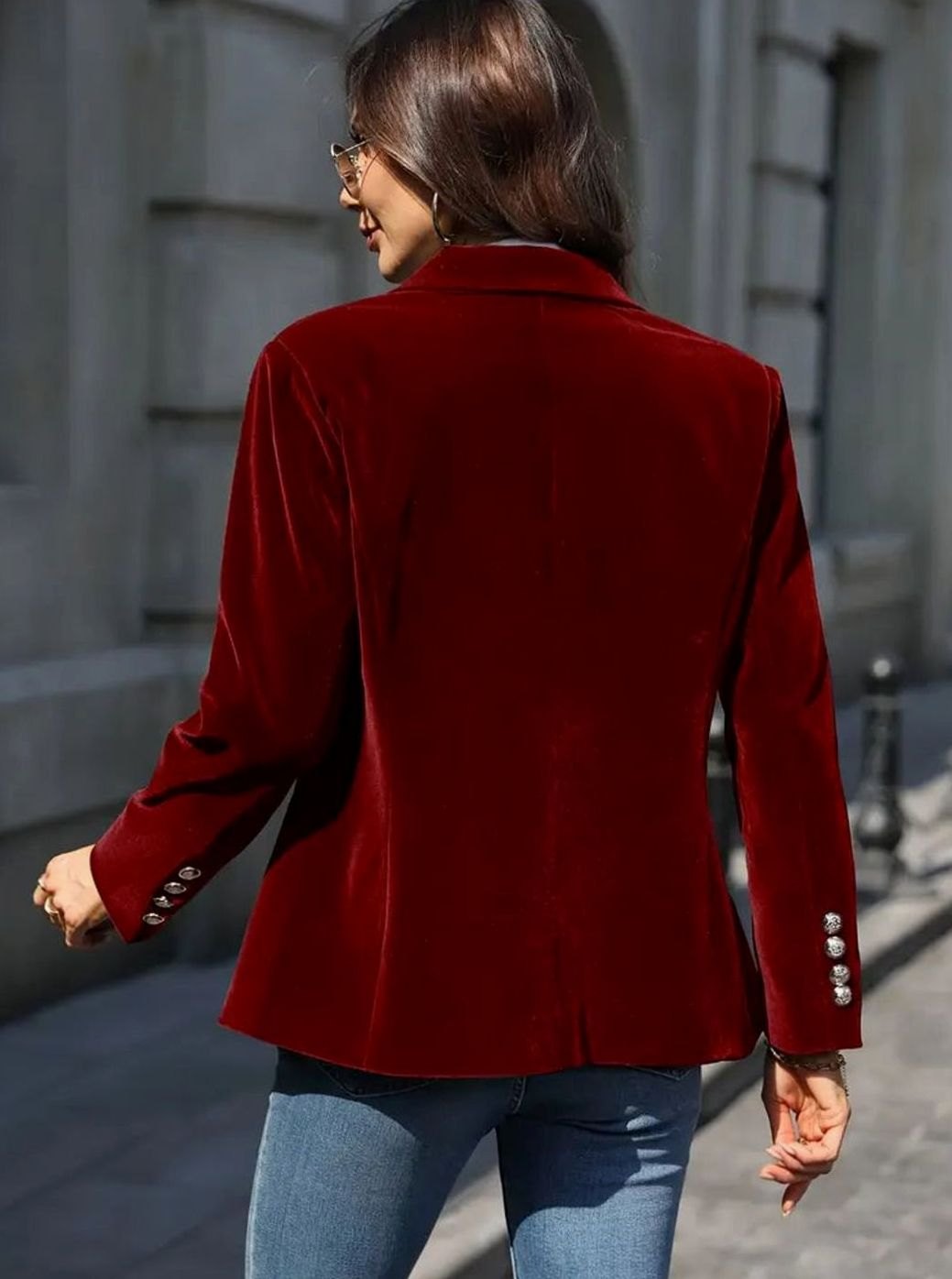 Clara | Damen Klassischer Blazer mit Ein-Knopf-Verschluss und Goldknöpfen