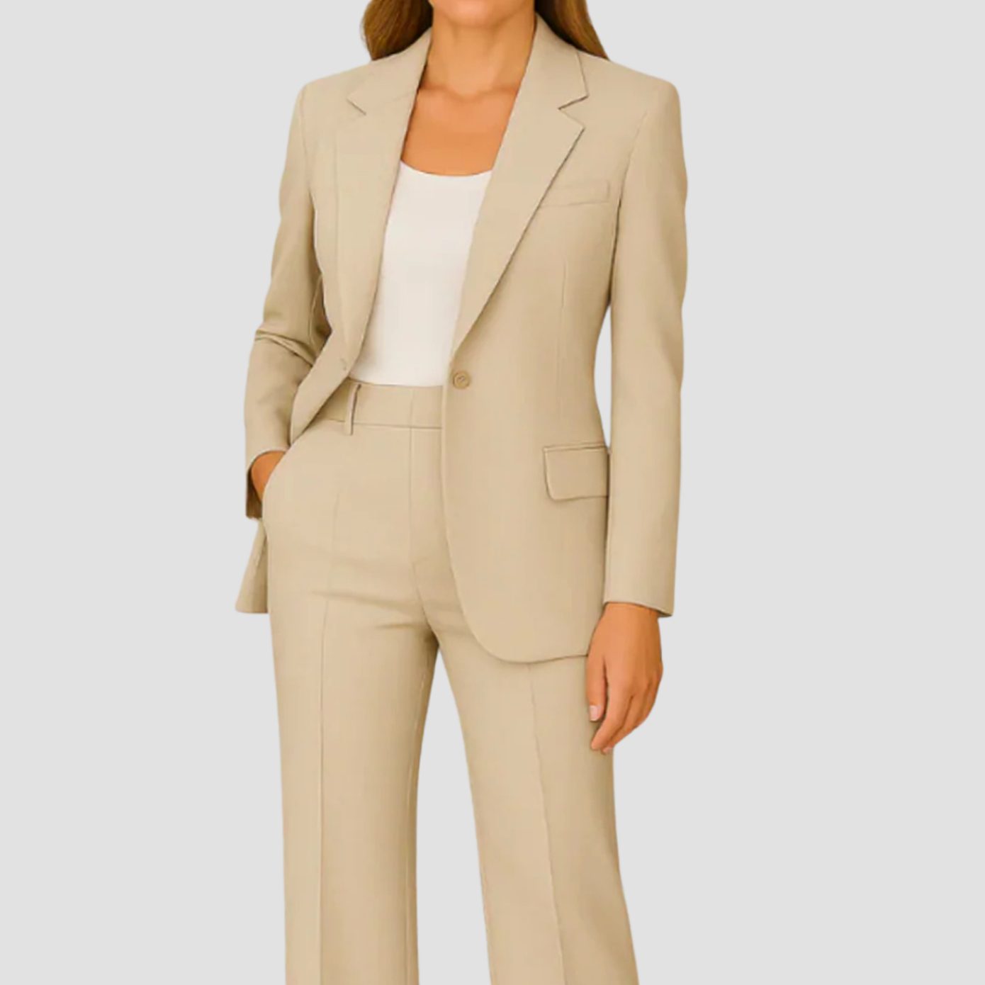 Luisa | Damen Maßgeschneiderter Langer Blazer und Hose Anzug-Set