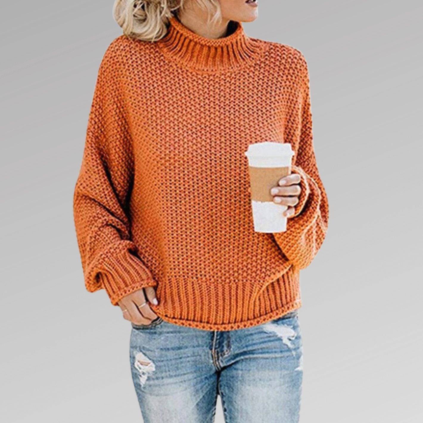 Johanna | Damen Oversize Rollkragen Strickpullover für den Winter
