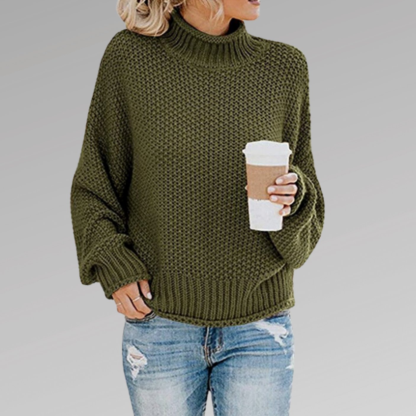Johanna | Damen Oversize Rollkragen Strickpullover für den Winter