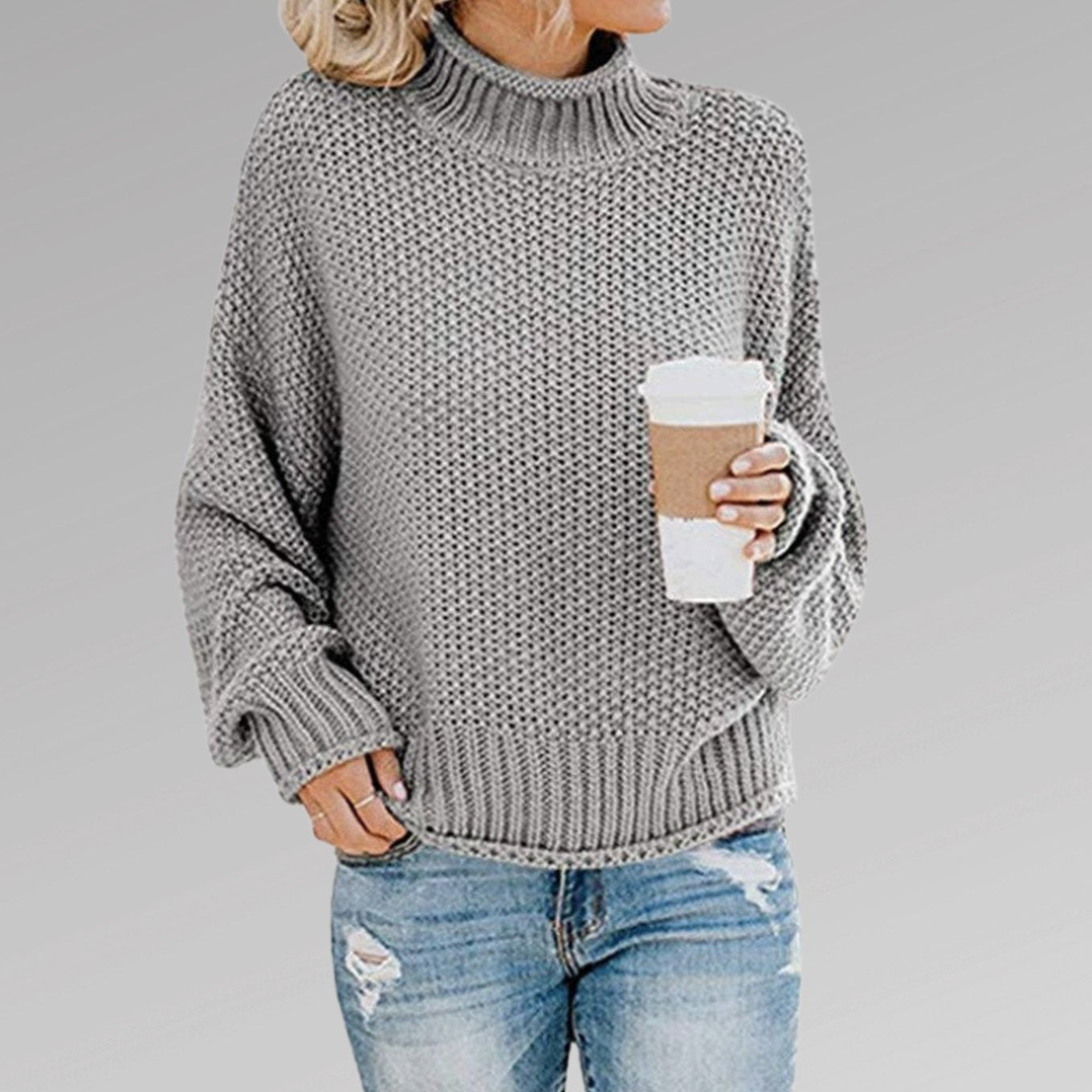Johanna | Damen Oversize Rollkragen Strickpullover für den Winter