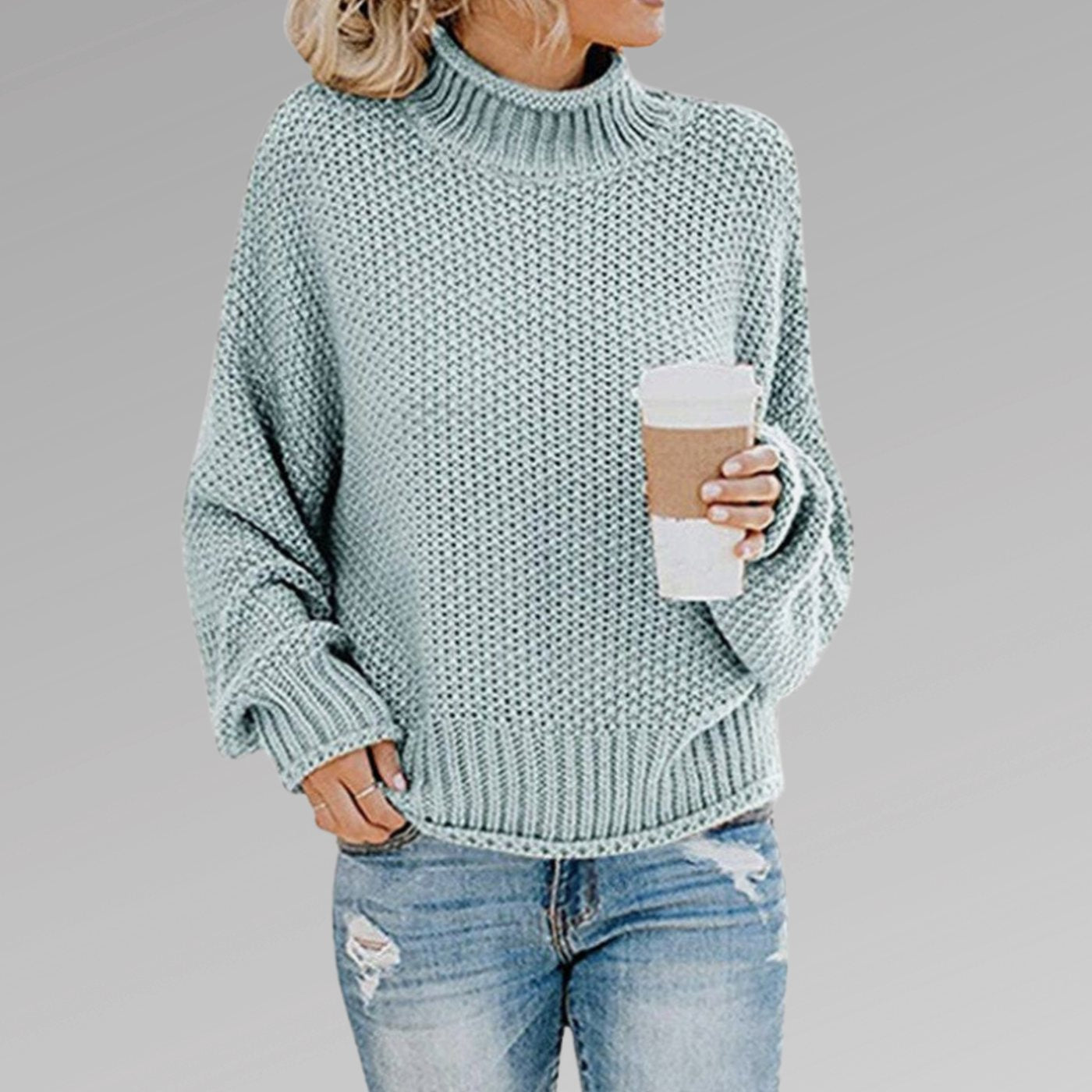 Johanna | Damen Oversize Rollkragen Strickpullover für den Winter