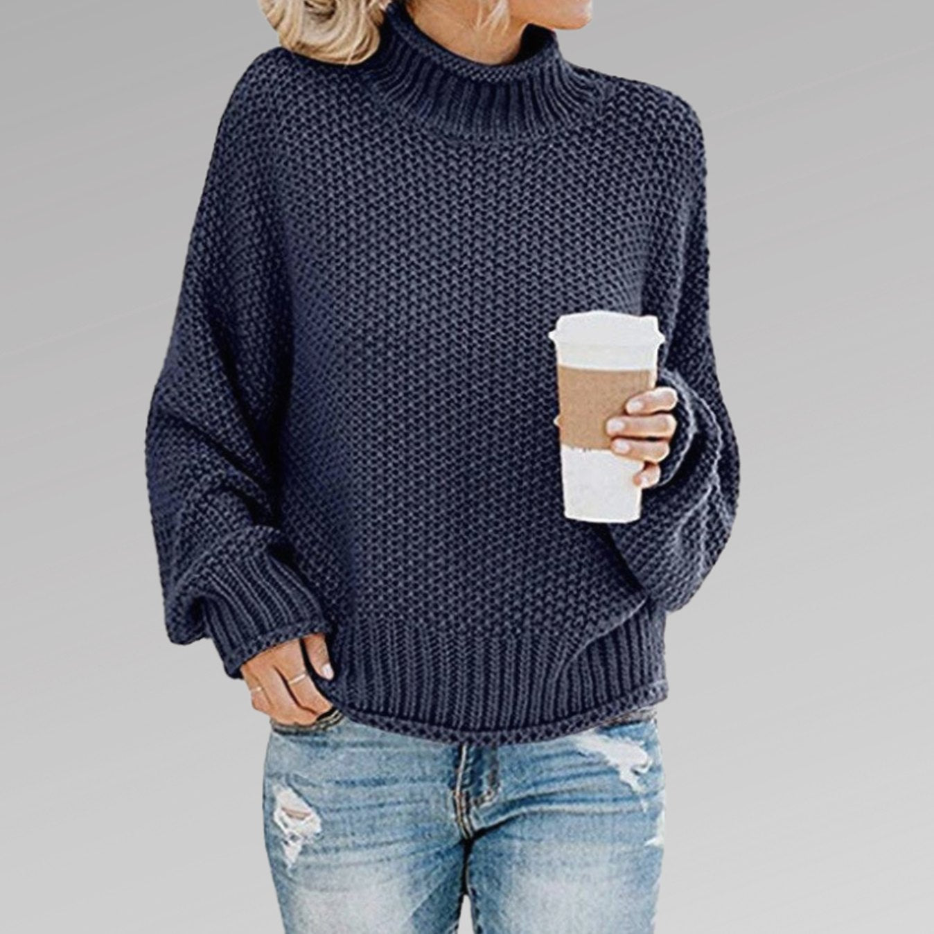 Johanna | Damen Oversize Rollkragen Strickpullover für den Winter