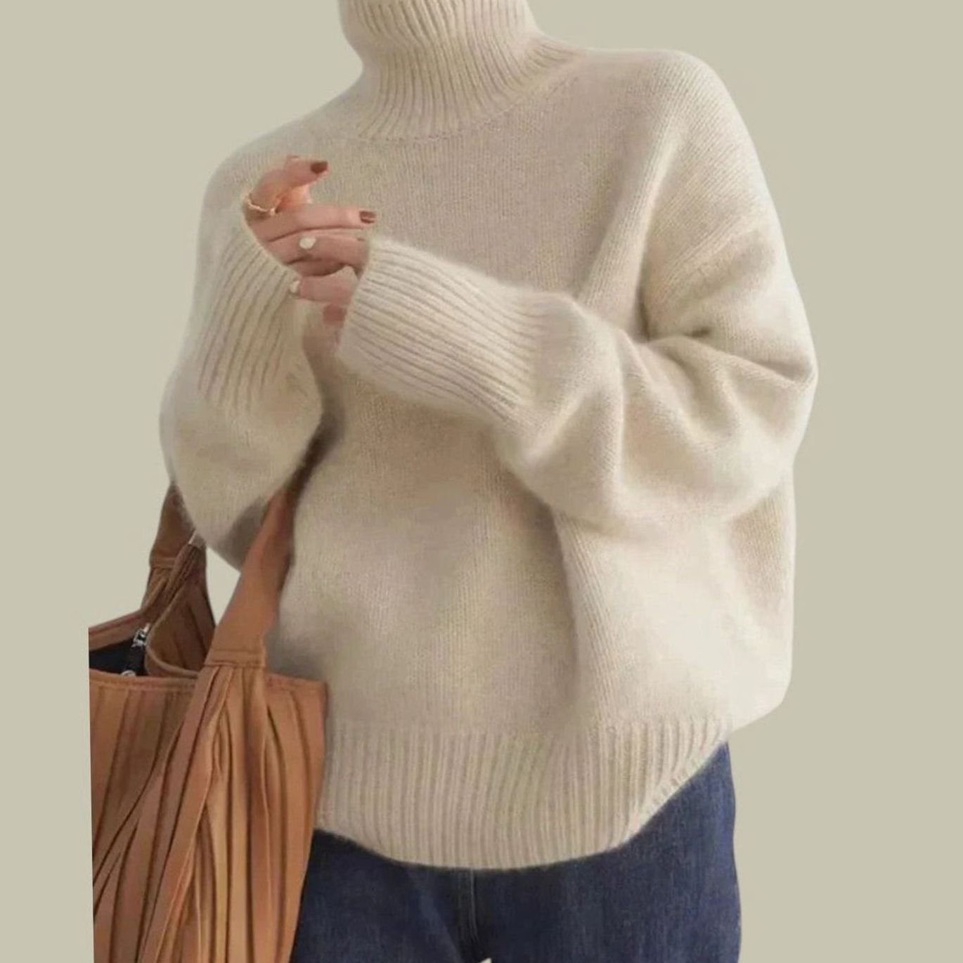Luisa | Damen Oversize Rollkragenpullover aus Merinowolle