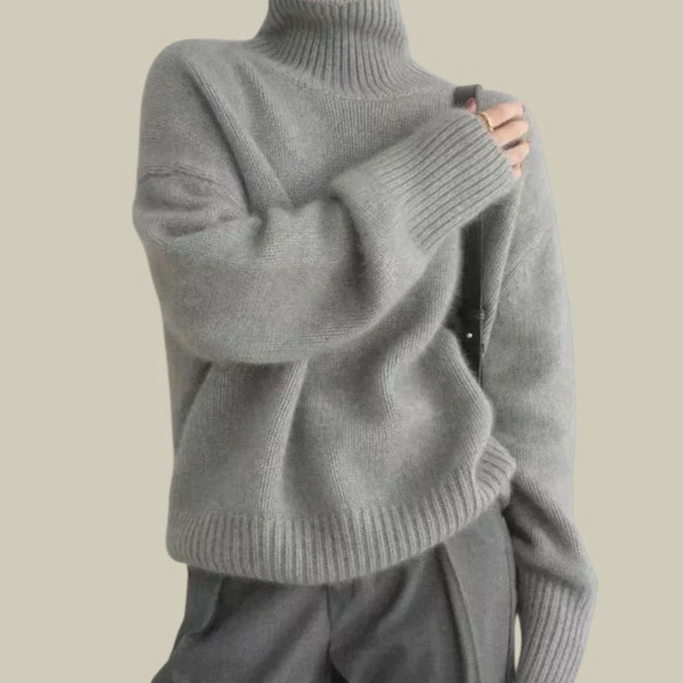 Luisa | Damen Oversize Rollkragenpullover aus Merinowolle