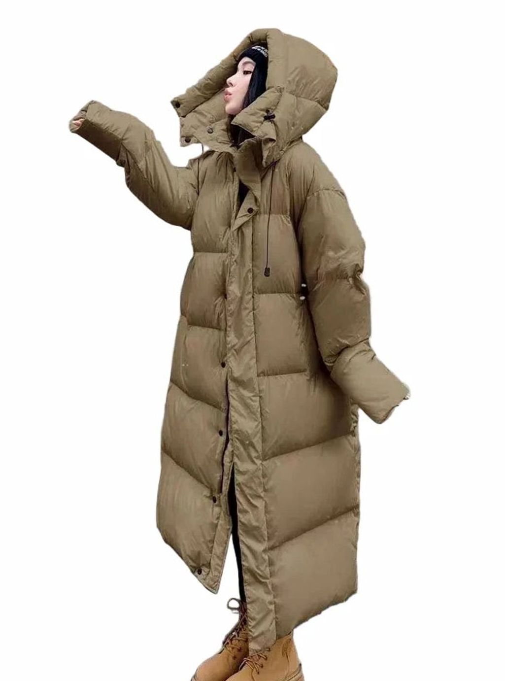 Leonie | Damen Oversized Langer Kapuzen Puffer Mantel Winterjacke