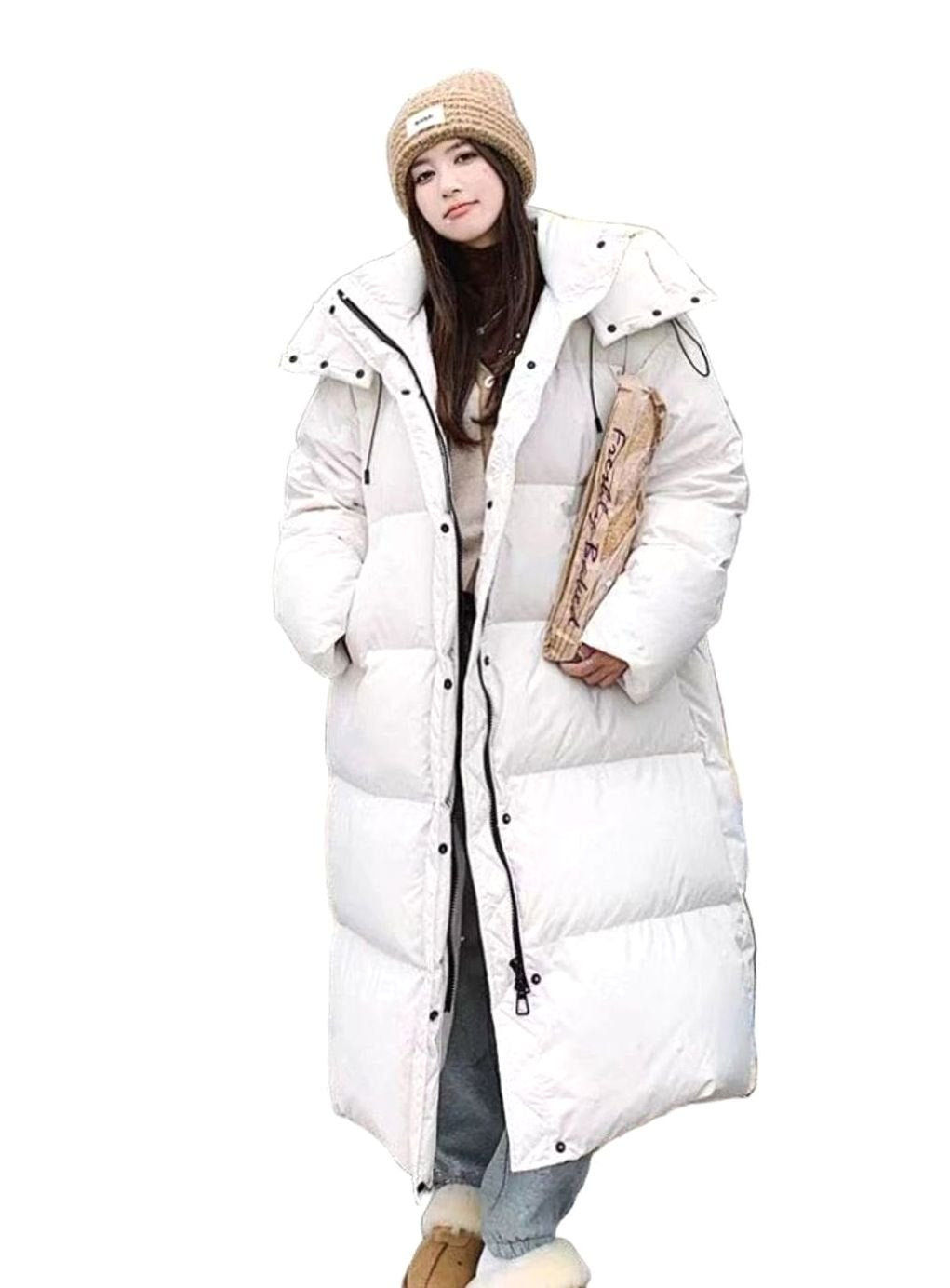 Leonie | Damen Oversized Langer Kapuzen Puffer Mantel Winterjacke