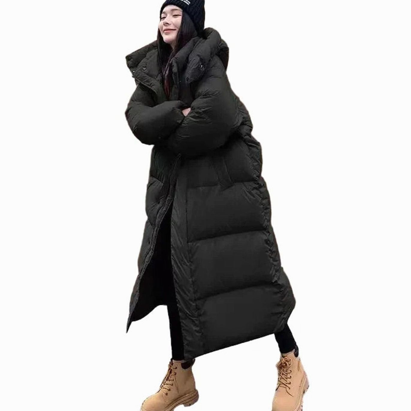 Leonie | Damen Oversized Langer Kapuzen Puffer Mantel Winterjacke