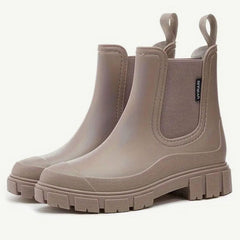 Greta | Damen Wasserdichte Slip-On Chelsea Stiefel mit Blockabsatz