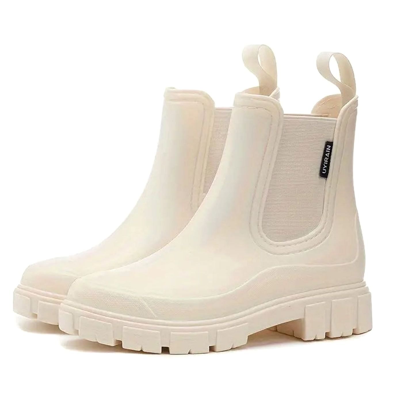 Greta | Damen Wasserdichte Slip-On Chelsea Stiefel mit Blockabsatz