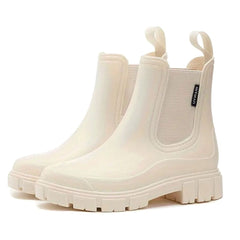 Greta | Damen Wasserdichte Slip-On Chelsea Stiefel mit Blockabsatz