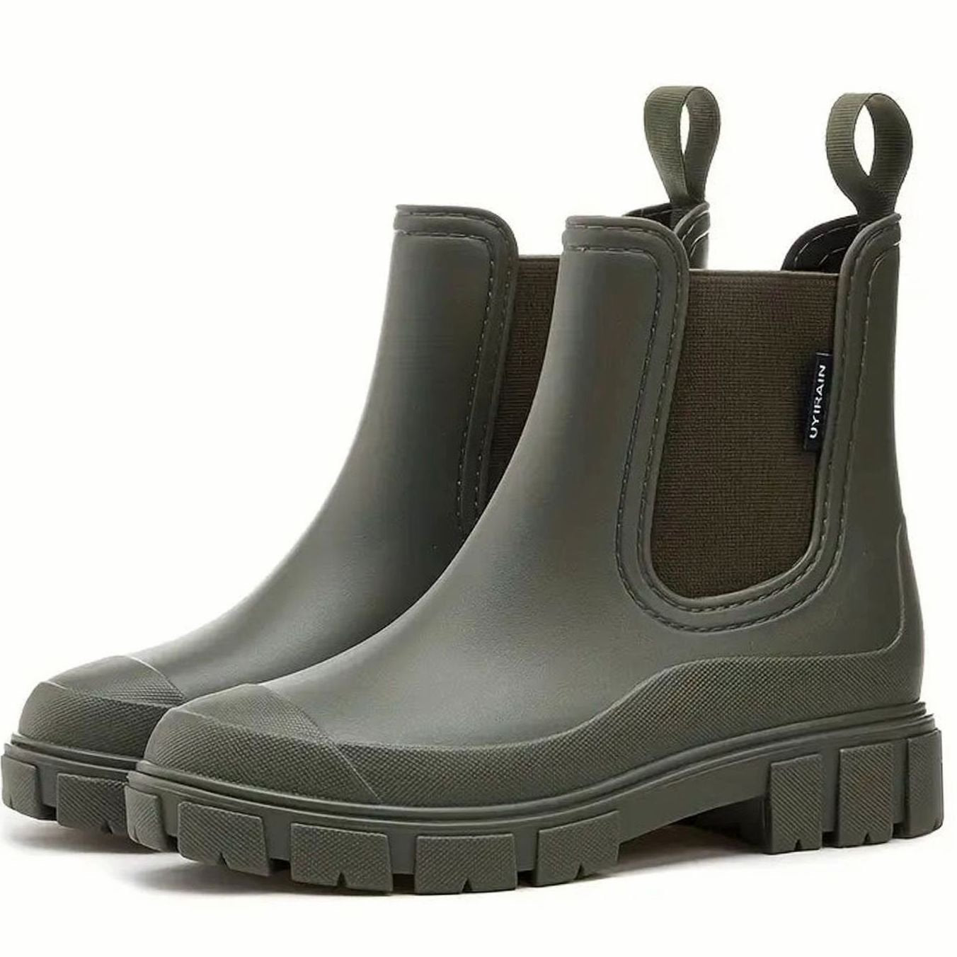 Greta | Damen Wasserdichte Slip-On Chelsea Stiefel mit Blockabsatz