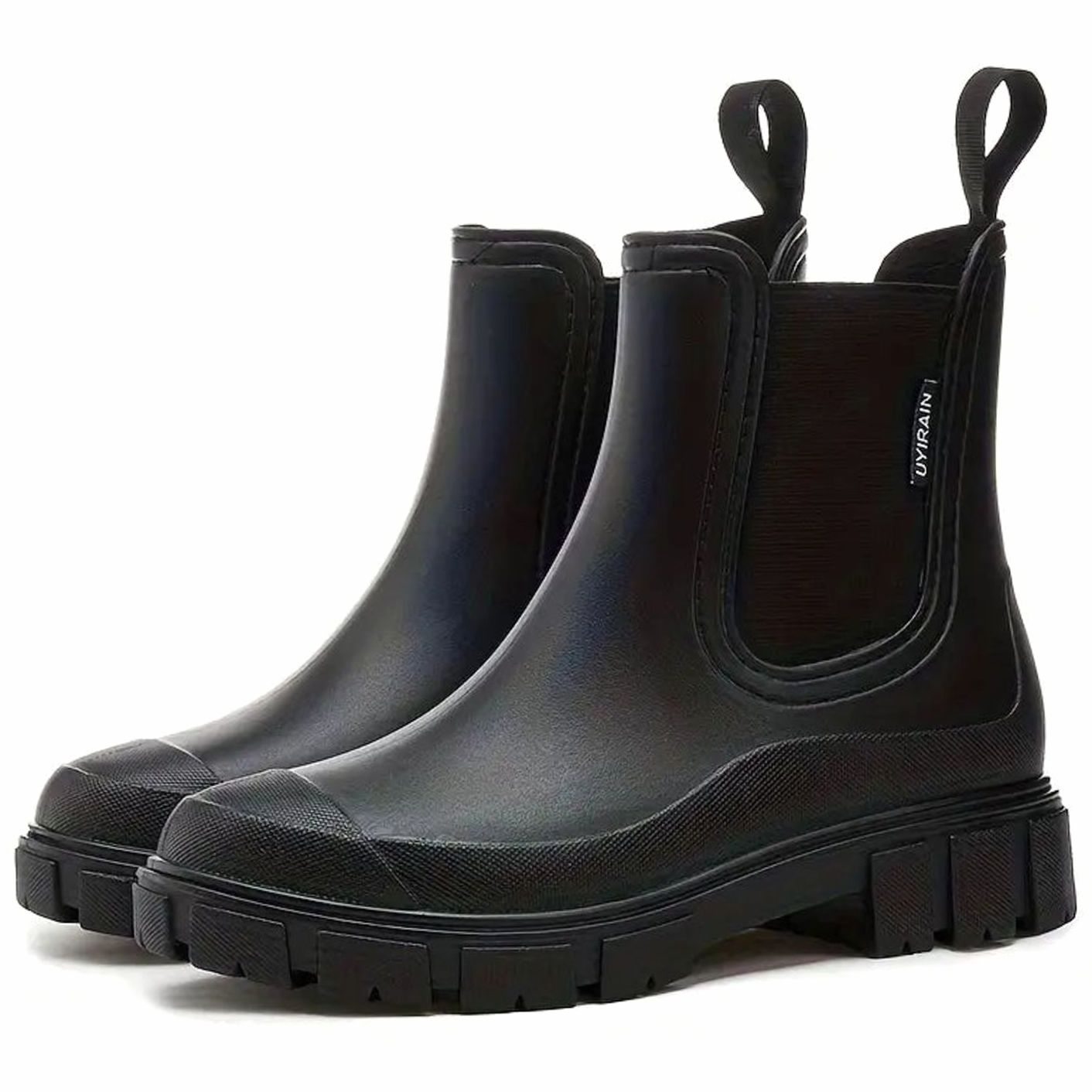 Greta | Damen Wasserdichte Slip-On Chelsea Stiefel mit Blockabsatz
