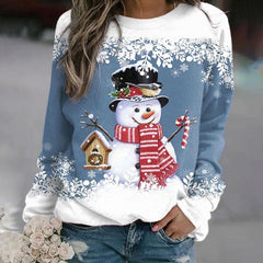 Katharina | Damen Weihnachts-Sweatshirt mit Schneemann-Motiv Lockere Passform