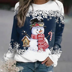 Katharina | Damen Weihnachts-Sweatshirt mit Schneemann-Motiv Lockere Passform