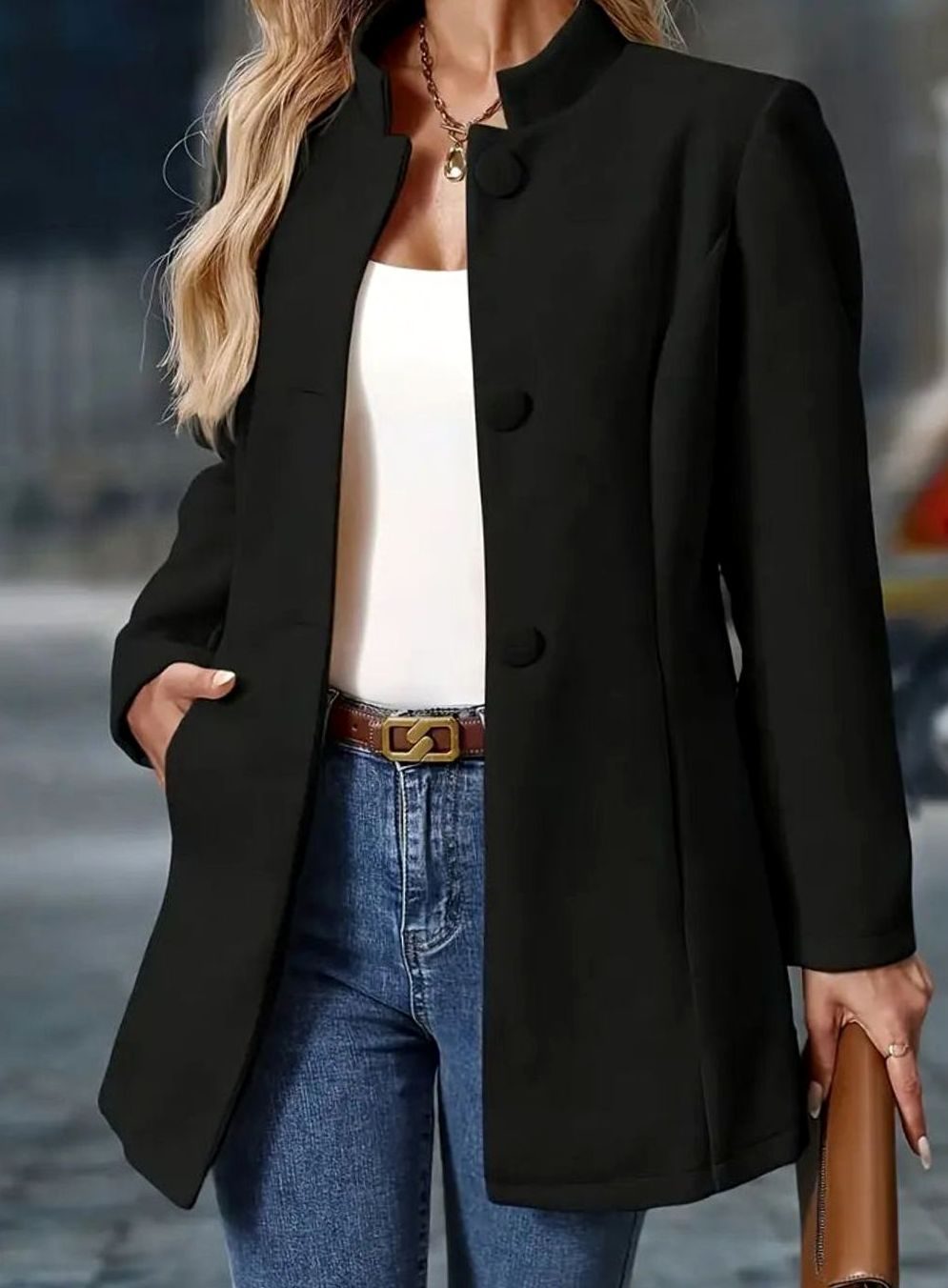 Katharina | Damen Wintermantel mit Knöpfen Stehkragen langärmelig eleganter Schnitt