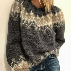 Marie | Damen Winterpullover lockerem Schnitt Norwegermuster Weihnachten
