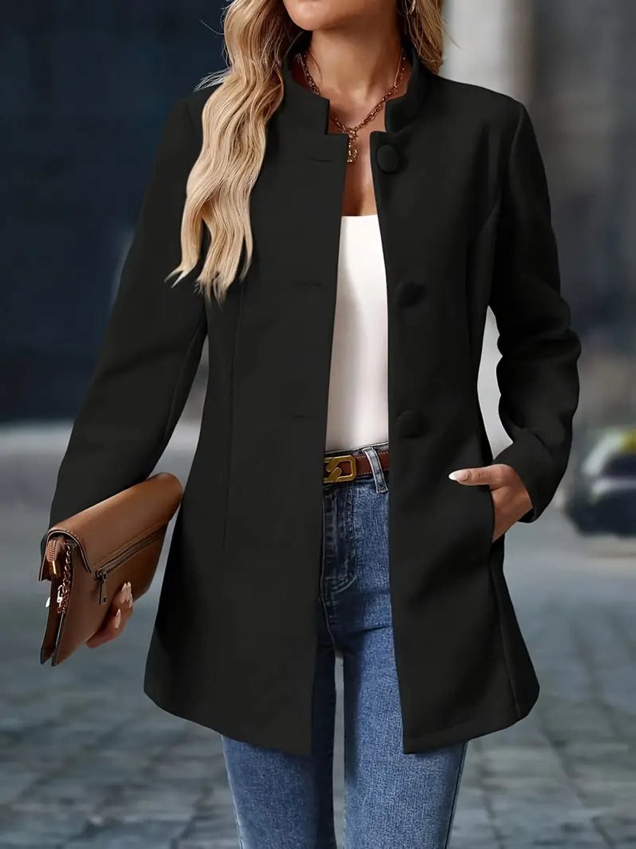 Lisa | Dames Elegante Staanboord Blazerjas Figurvormende Women Coat