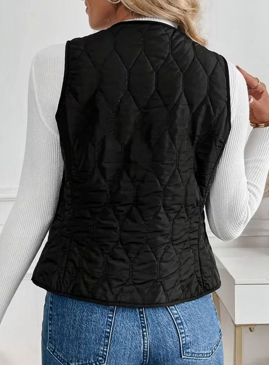 Anna | Dames Gewatteerde Mouwloze Bodywarmer Knoopsluiting Voorzakken parka dames