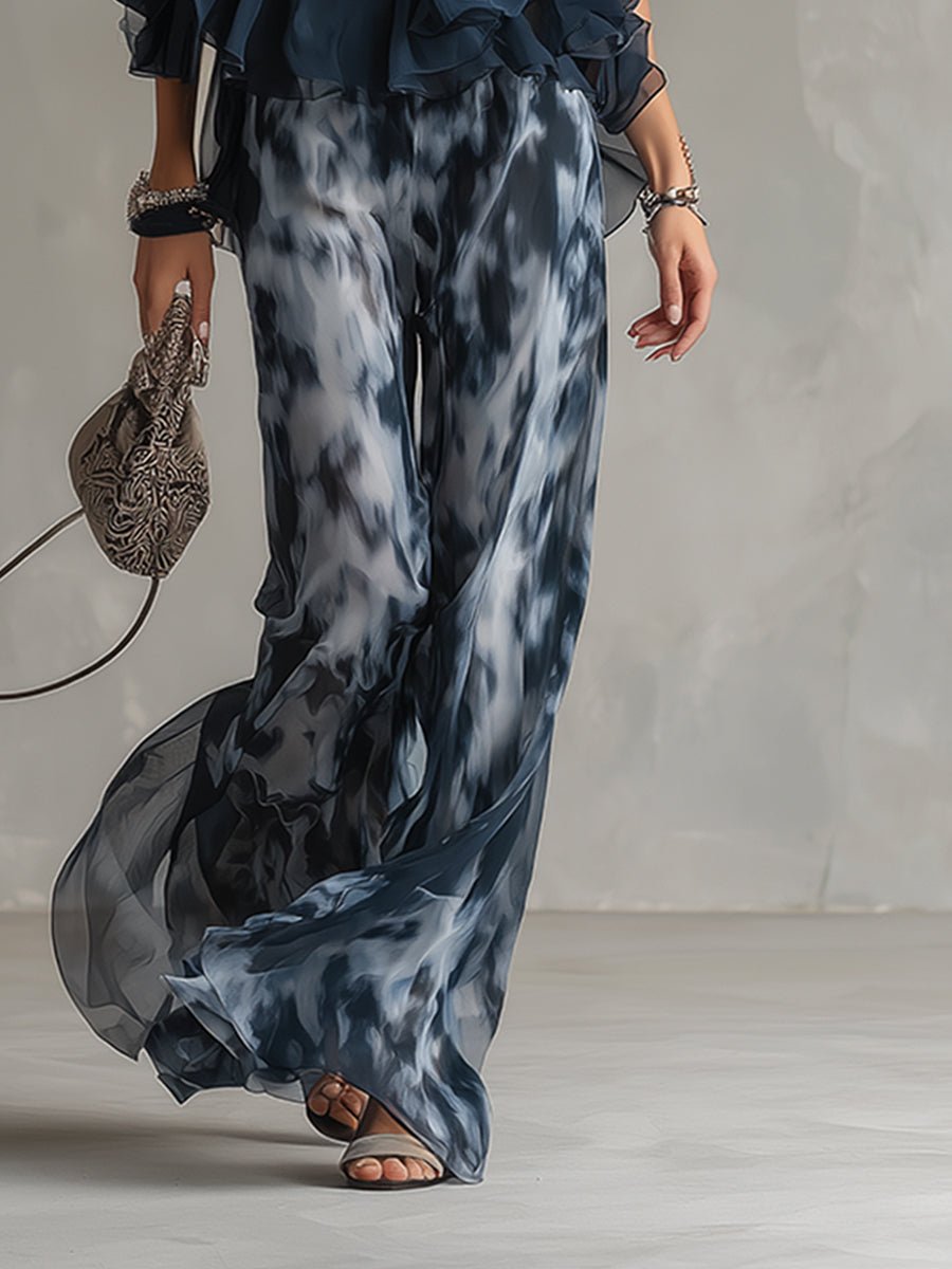 Emma | Dames Halter Wijdbeense Tweedelige Chiffon Broekset