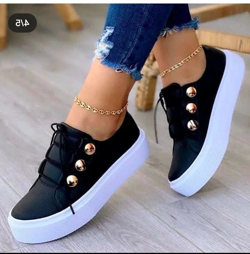 Lieke | Dames Orthopedische Platform Sneakers Ronde Neus Vetersluiting