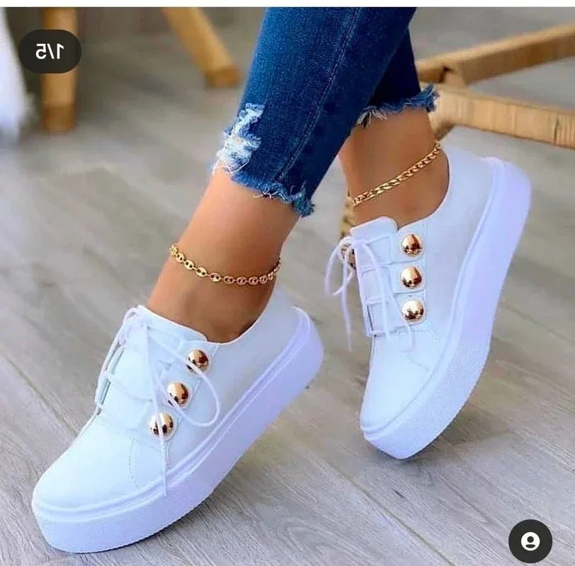 Lieke | Dames Orthopedische Platform Sneakers Ronde Neus Vetersluiting