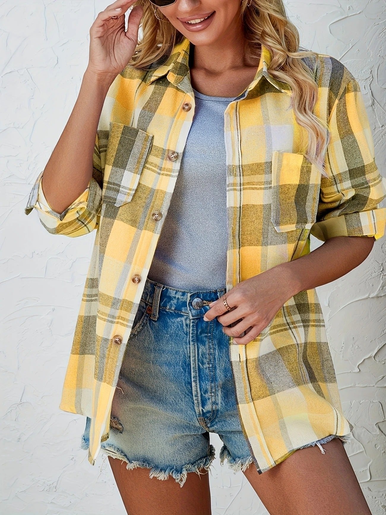 Lotte | Dames Oversized Geruit Flanel Overhemd met Lange Mouwen