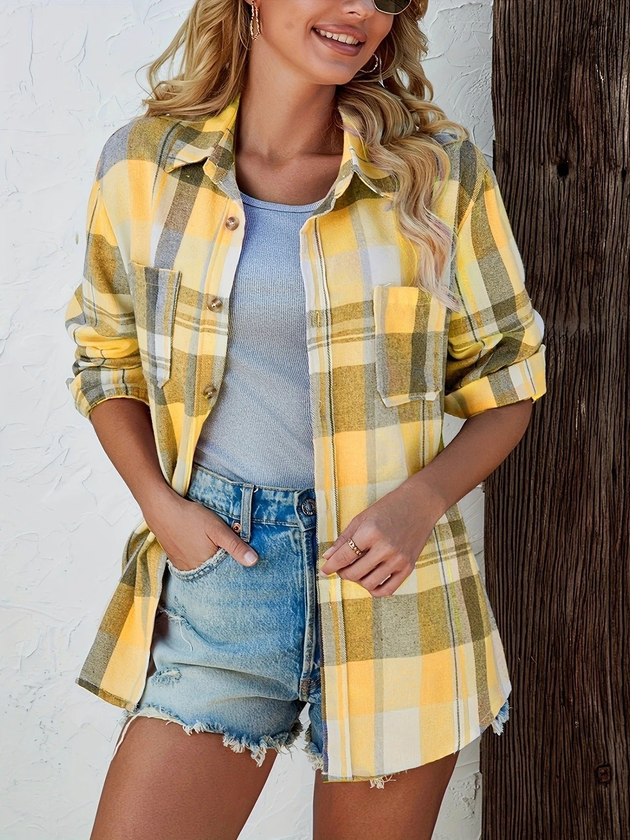 Lotte | Dames Oversized Geruit Flanel Overhemd met Lange Mouwen