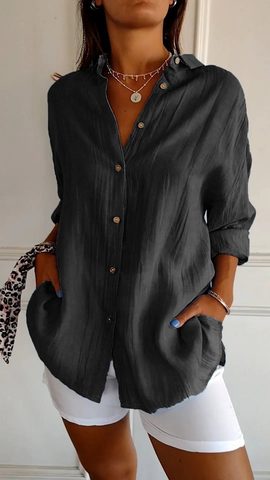 Eva | Dames Oversized Linnen Button-Down Blouse