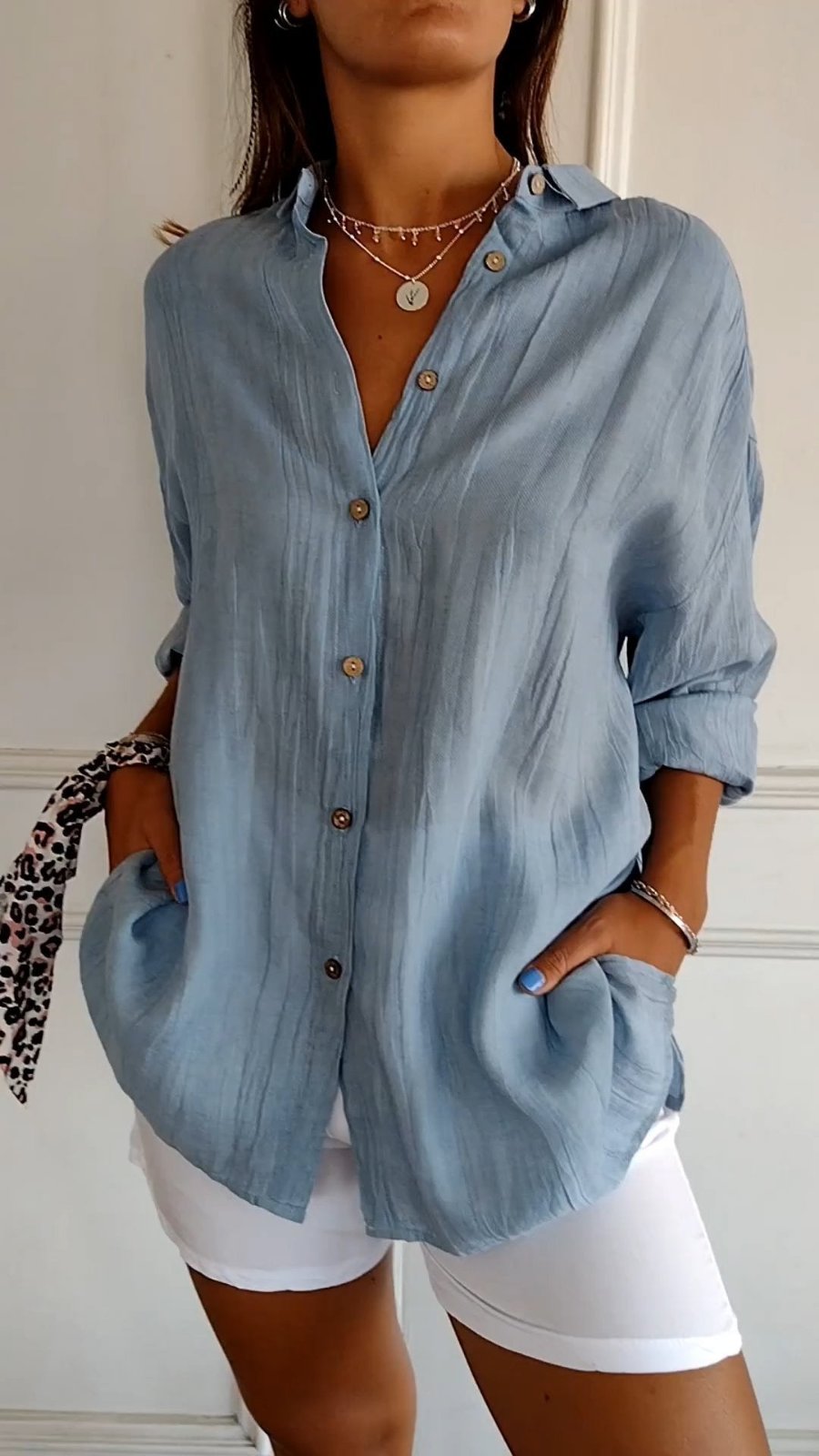 Eva | Dames Oversized Linnen Button-Down Blouse