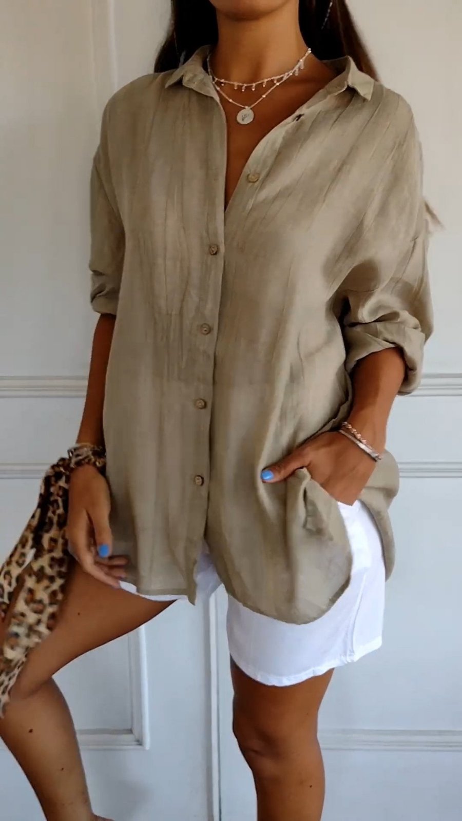 Eva | Dames Oversized Linnen Button-Down Blouse