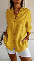 Eva | Dames Oversized Linnen Button-Down Blouse