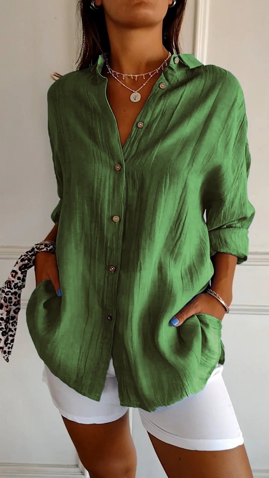 Eva | Dames Oversized Linnen Button-Down Blouse
