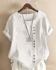 Elin | Dames Relaxed-Fit Linnen Tuniek Top met Knopendetail