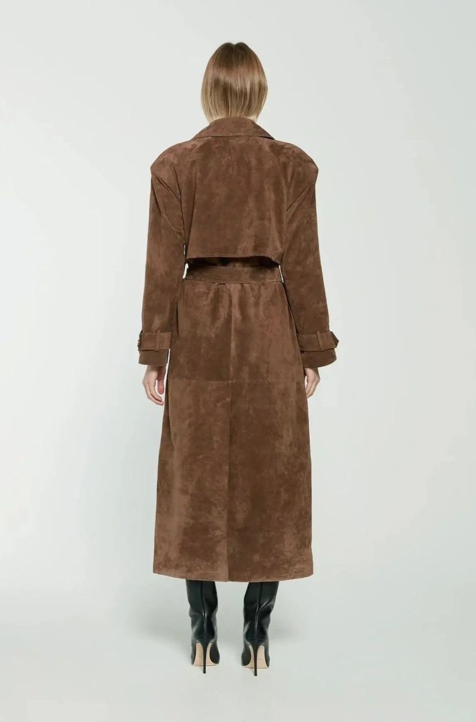 Lisa | Dames Suède Oversized Trenchcoat Bindceintuur Reverskraag
