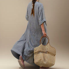 Elin | Dames Vintage Gestreepte Maxi Jurk Lange Vlotte Zomerjurk