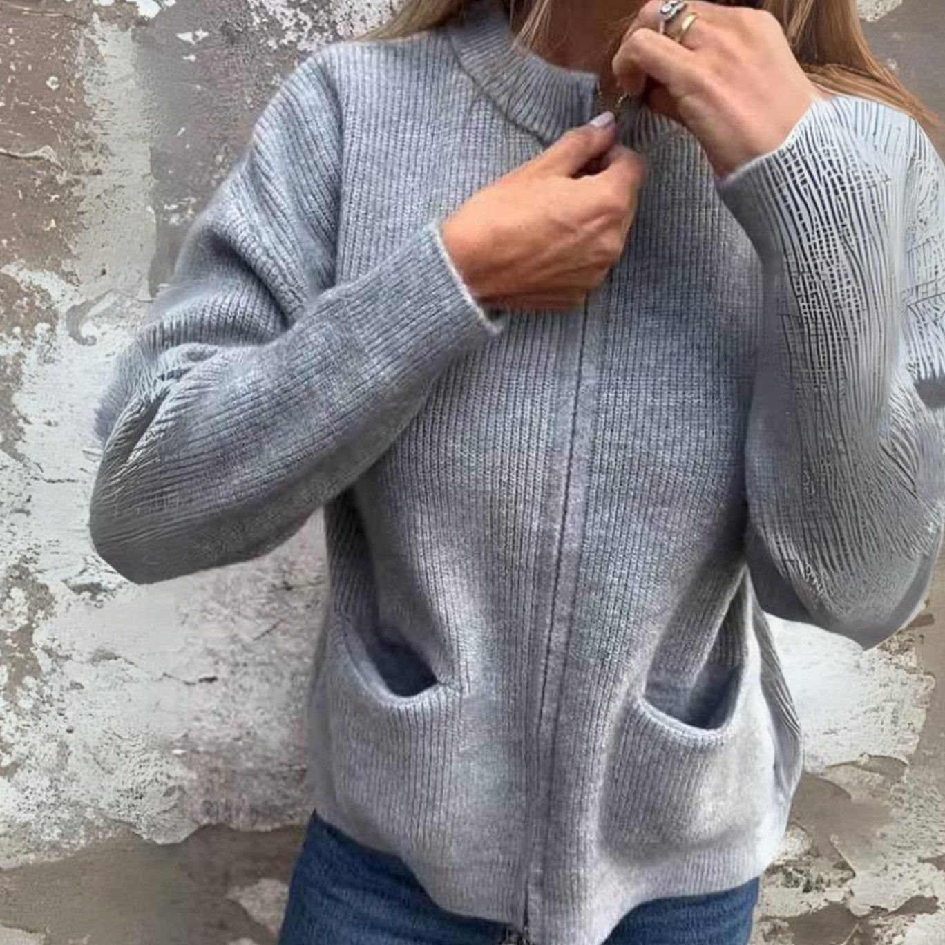 Emma | Gebreide Ritssluitings Vest Dames met Zakken Relaxed Fit