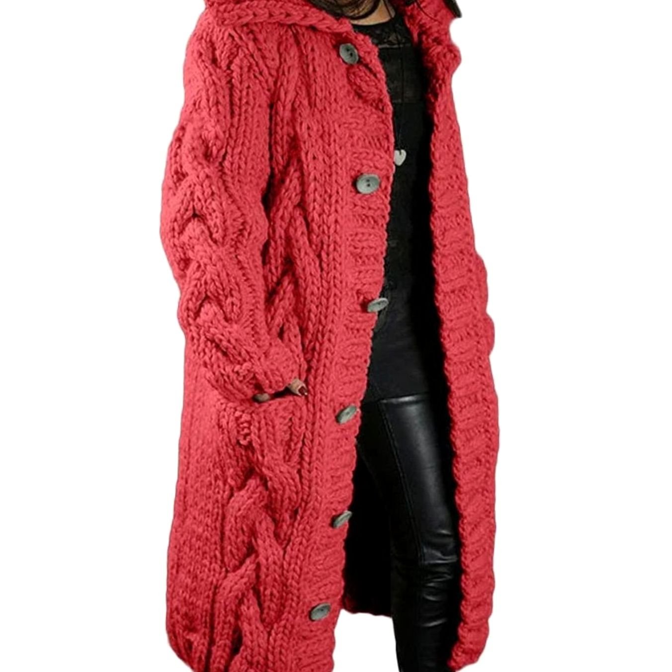 Lotte | Gebreide Trui Dames Dikke Kabelgebreide Cardigan Met Capuchon