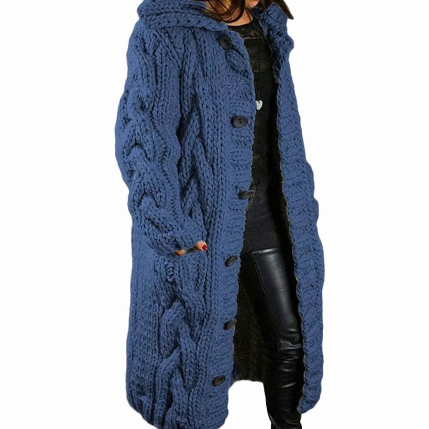 Lotte | Gebreide Trui Dames Dikke Kabelgebreide Cardigan Met Capuchon