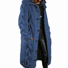 Lotte | Gebreide Trui Dames Dikke Kabelgebreide Cardigan Met Capuchon