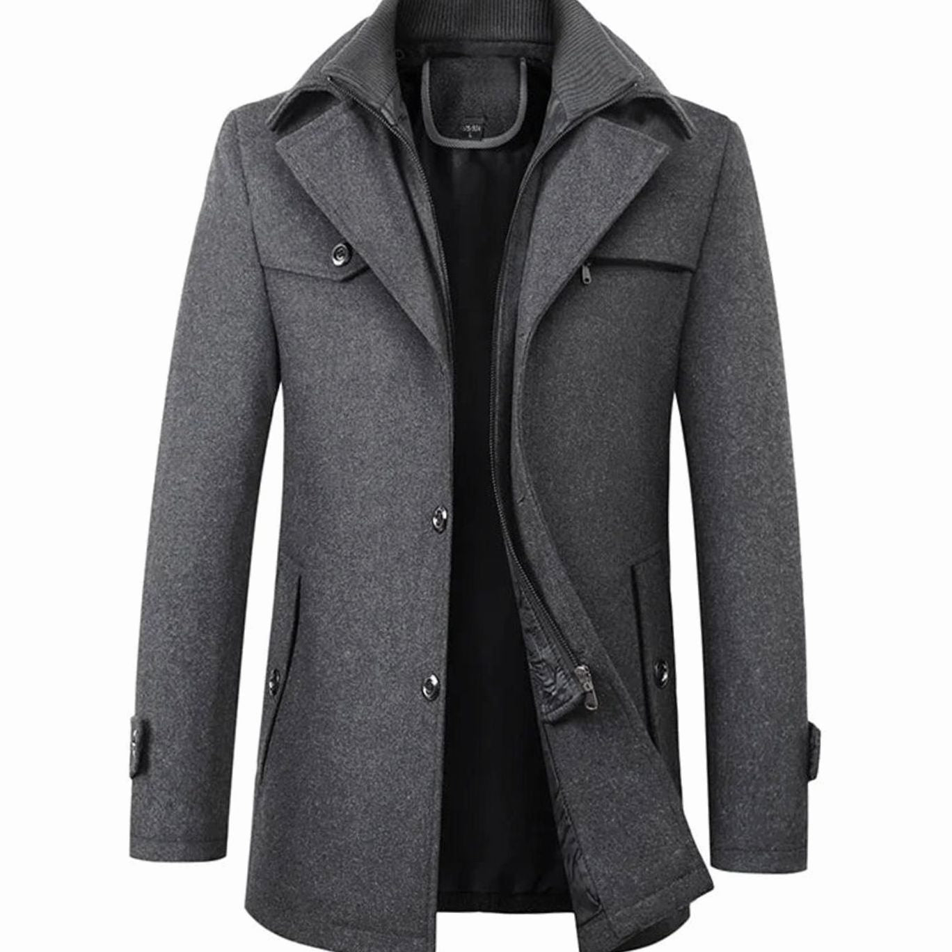 Luuk | Heren Elegante Dubbelkraag Klassieke Winterjas Stijl Wollen Overjas