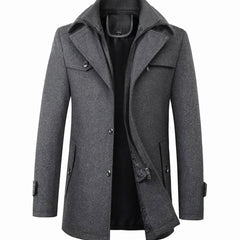 Luuk | Heren Elegante Dubbelkraag Klassieke Winterjas Stijl Wollen Overjas