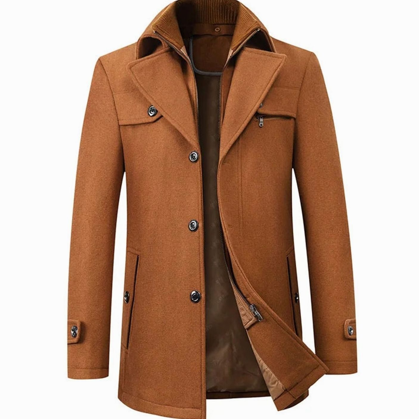 Luuk | Heren Elegante Dubbelkraag Klassieke Winterjas Stijl Wollen Overjas